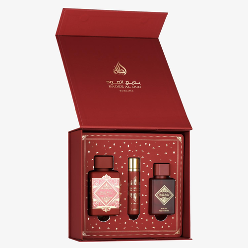 Kit Lattafa Fragrance Gift Badee Al Oud Vermelho 3Pçs